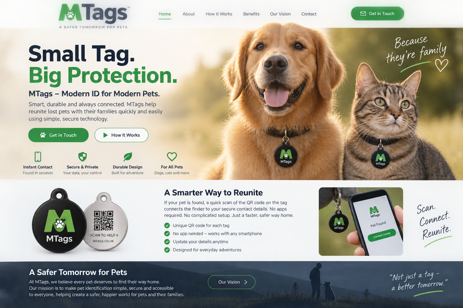 MTags brand and website concept board